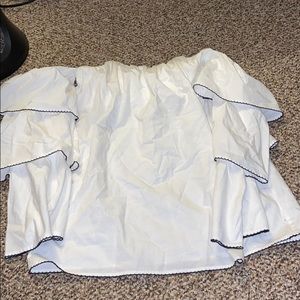 White long shoulder shirt with a built in bra.